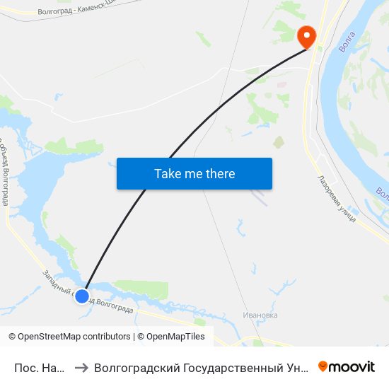 Пос. Нариман to Волгоградский Государственный Университет "" Волгу"" map