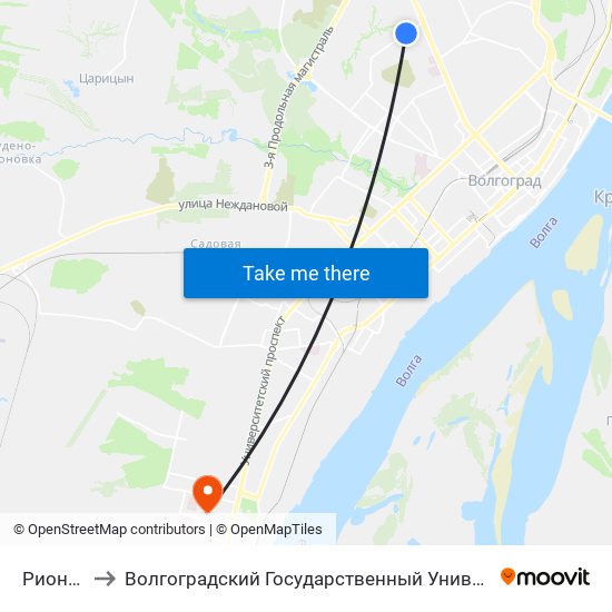 Рионская to Волгоградский Государственный Университет "" Волгу"" map