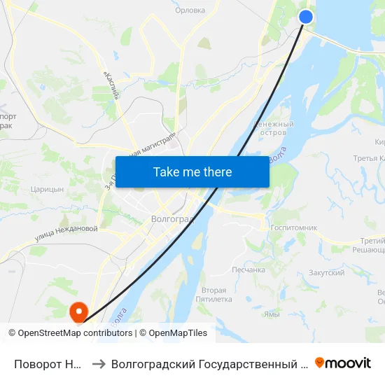 Поворот На Пос. Гэс to Волгоградский Государственный Университет "" Волгу"" map