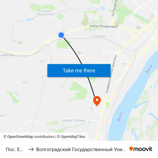 Пос. Ежовка to Волгоградский Государственный Университет "" Волгу"" map