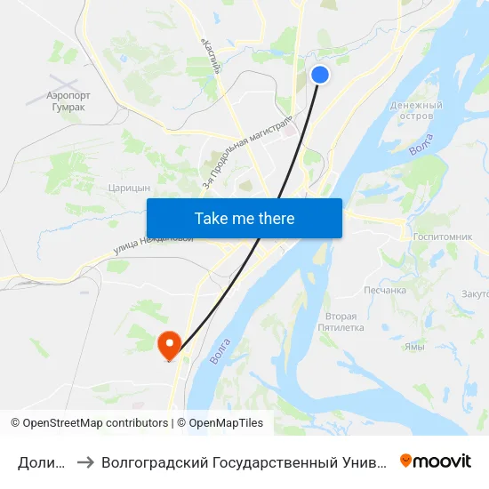 Долинная to Волгоградский Государственный Университет "" Волгу"" map