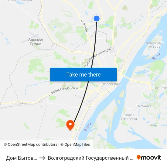 Дом Бытовых Услуг to Волгоградский Государственный Университет "" Волгу"" map