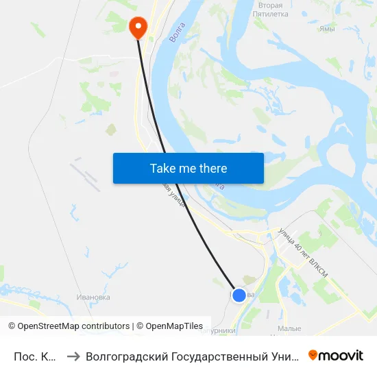 Пос. Кирова to Волгоградский Государственный Университет "" Волгу"" map