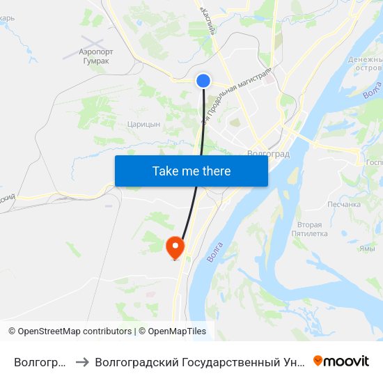 Волгоградмаш to Волгоградский Государственный Университет "" Волгу"" map