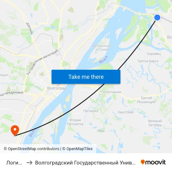 Логинова to Волгоградский Государственный Университет "" Волгу"" map