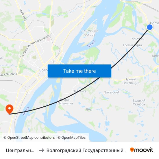Центральный Рынок to Волгоградский Государственный Университет "" Волгу"" map