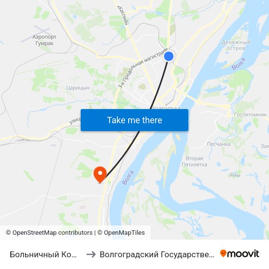 Больничный Комплекс (Конечная) to Волгоградский Государственный Университет "" Волгу"" map