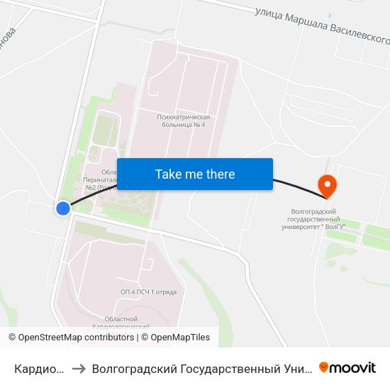 Кардиоцентр to Волгоградский Государственный Университет "" Волгу"" map