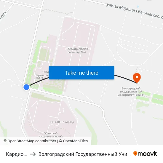 Кардиоцентр to Волгоградский Государственный Университет "" Волгу"" map