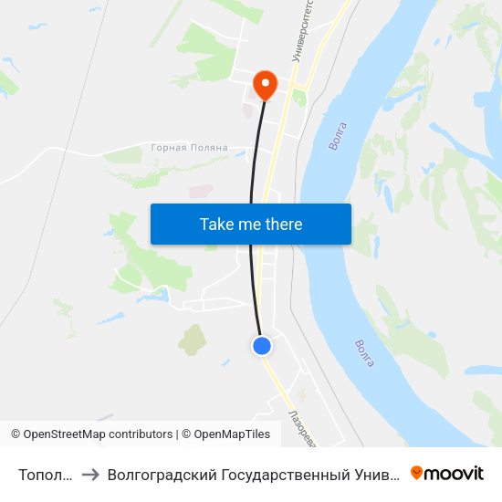 Тополёвая to Волгоградский Государственный Университет "" Волгу"" map