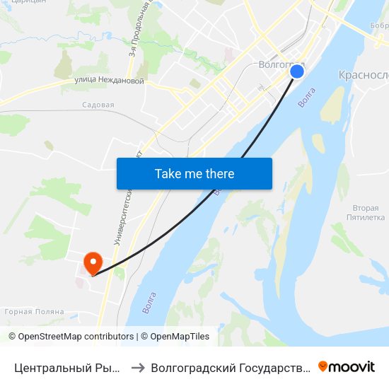 Центральный Рынок (По Требованию) to Волгоградский Государственный Университет "" Волгу"" map