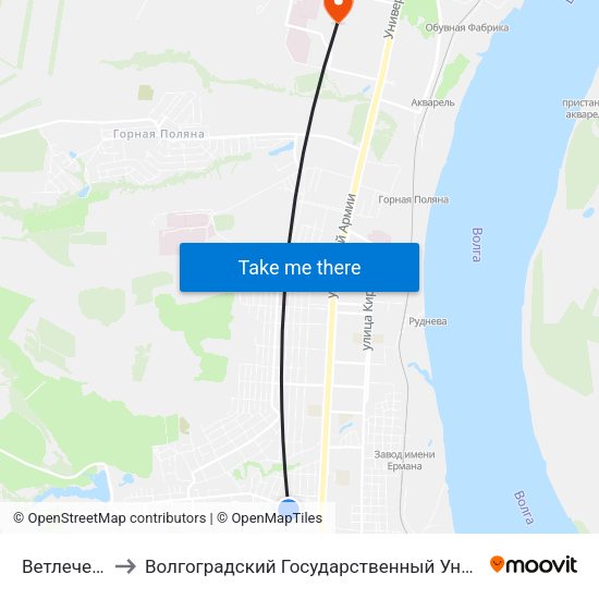 Ветлечебница to Волгоградский Государственный Университет "" Волгу"" map