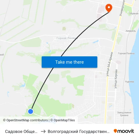 Садовое Общество Берендей to Волгоградский Государственный Университет "" Волгу"" map