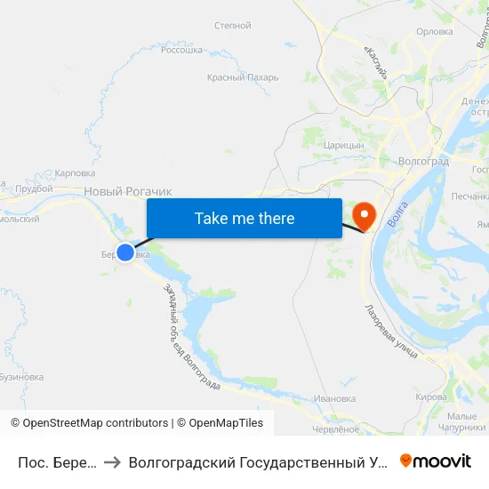 Пос. Береславка to Волгоградский Государственный Университет "" Волгу"" map