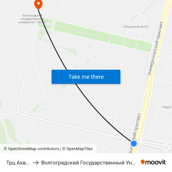 Трц Акварель to Волгоградский Государственный Университет "" Волгу"" map