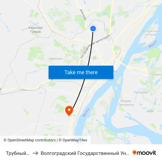 Трубный Завод to Волгоградский Государственный Университет "" Волгу"" map