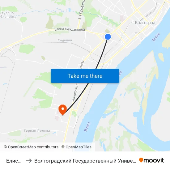 Елисеева to Волгоградский Государственный Университет "" Волгу"" map