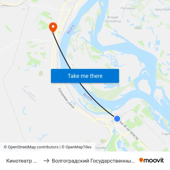 Кинотеатр Юбилейный to Волгоградский Государственный Университет "" Волгу"" map