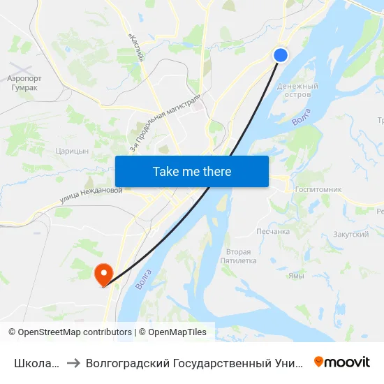 Школа №12 to Волгоградский Государственный Университет "" Волгу"" map
