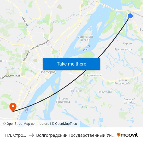 Пл. Строителей to Волгоградский Государственный Университет "" Волгу"" map