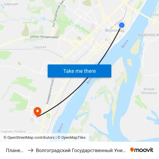 Планетарий to Волгоградский Государственный Университет "" Волгу"" map
