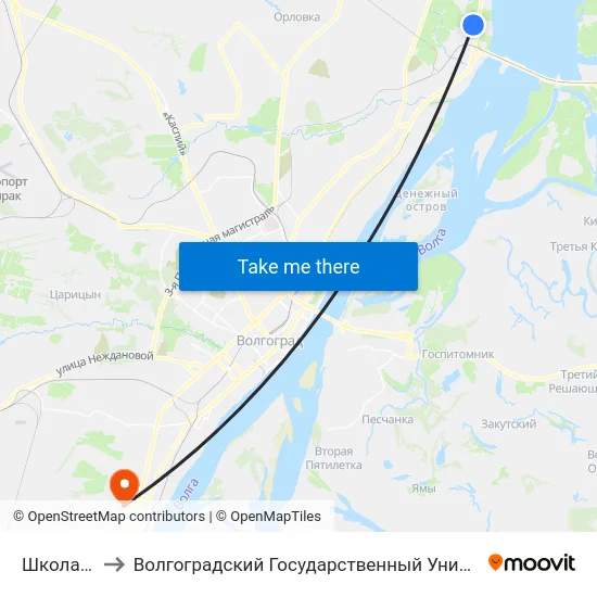 Школа №87 to Волгоградский Государственный Университет "" Волгу"" map