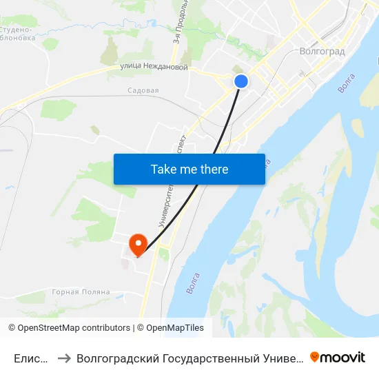 Елисеева to Волгоградский Государственный Университет "" Волгу"" map