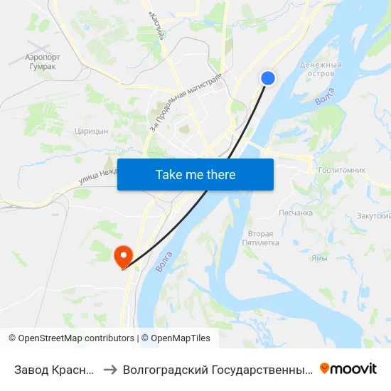 Завод Красный Октябрь to Волгоградский Государственный Университет "" Волгу"" map