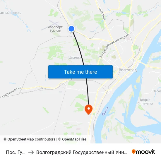 Пос. Гумрак to Волгоградский Государственный Университет "" Волгу"" map