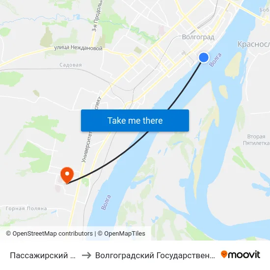 Пассажирский Порт Волгоград to Волгоградский Государственный Университет "" Волгу"" map