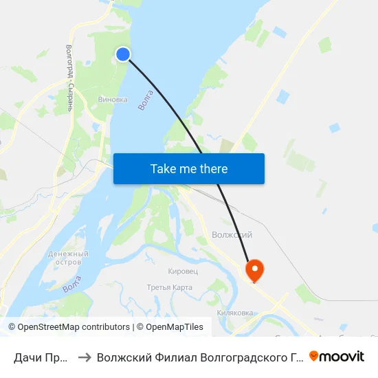 Дачи Приморье (А) to Волжский Филиал Волгоградского Государственного Университета map