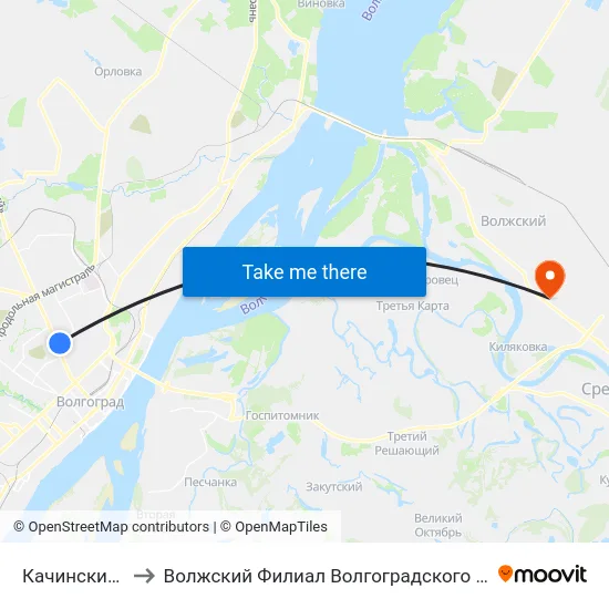 Качинский Рынок (Б) to Волжский Филиал Волгоградского Государственного Университета map