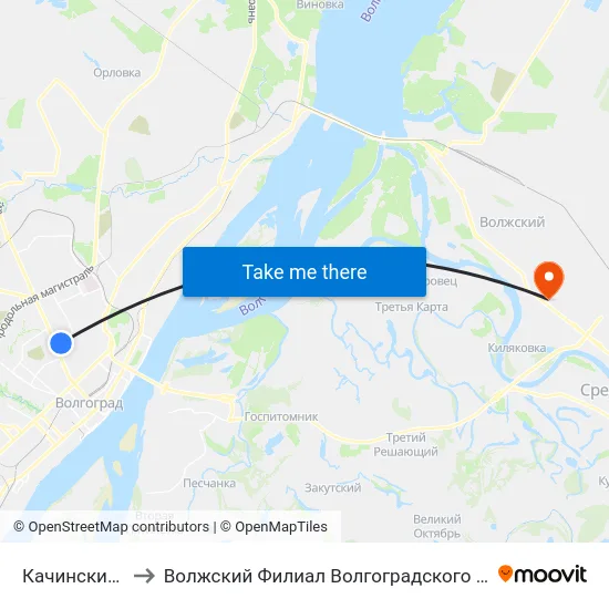 Качинский Рынок (А) to Волжский Филиал Волгоградского Государственного Университета map