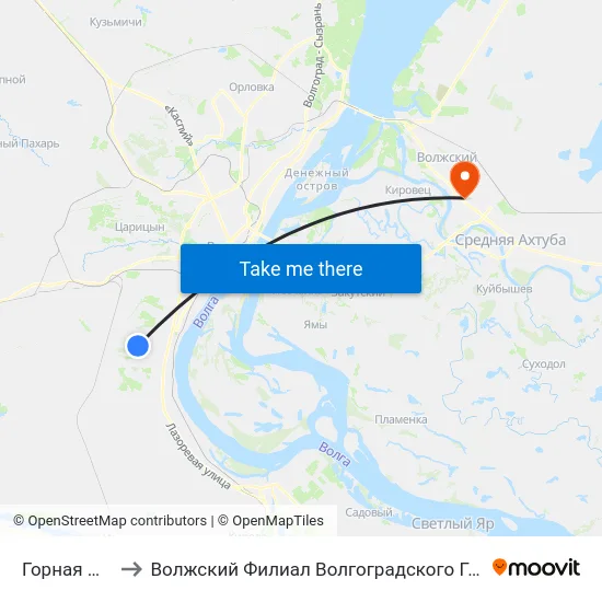 Горная Поляна (А) to Волжский Филиал Волгоградского Государственного Университета map