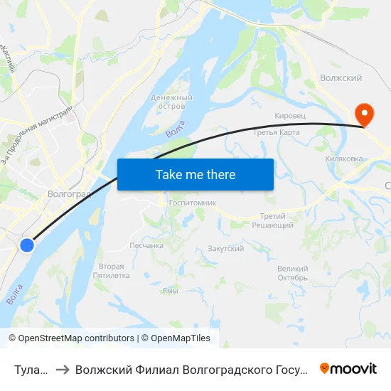 Тулака (А) to Волжский Филиал Волгоградского Государственного Университета map