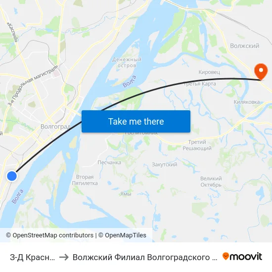 З-Д Красная Заря (А) to Волжский Филиал Волгоградского Государственного Университета map