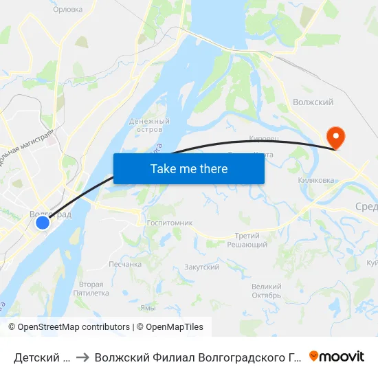 Детский Центр (Б) to Волжский Филиал Волгоградского Государственного Университета map