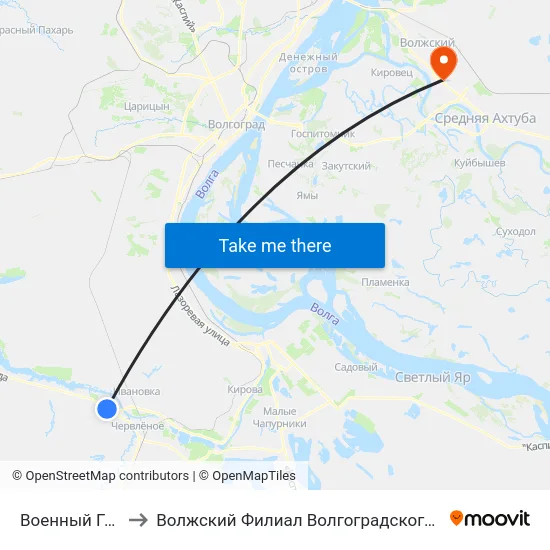 Военный Городок Тр.(А) to Волжский Филиал Волгоградского Государственного Университета map