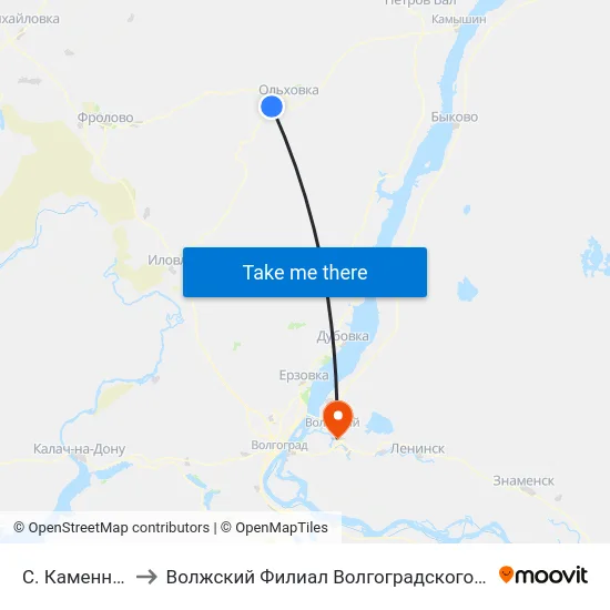 С. Каменный Брод (А) to Волжский Филиал Волгоградского Государственного Университета map