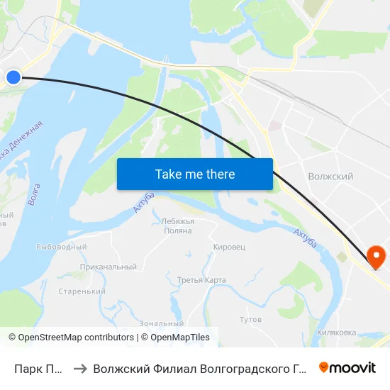 Парк Памяти (А) to Волжский Филиал Волгоградского Государственного Университета map
