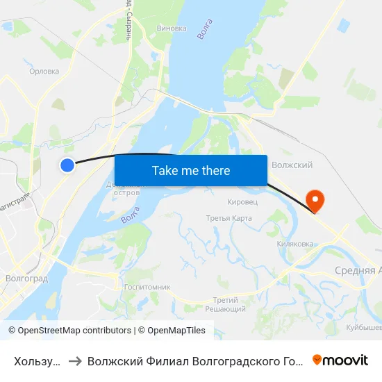 Хользунова (А) to Волжский Филиал Волгоградского Государственного Университета map