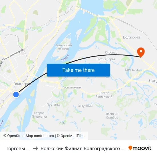 Торговый Центр (Б) to Волжский Филиал Волгоградского Государственного Университета map