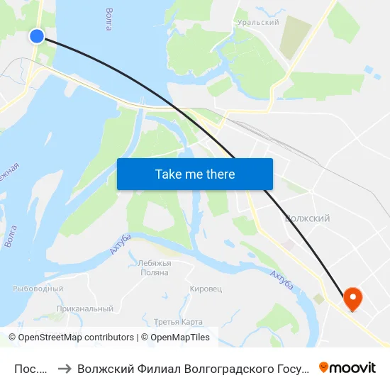 Пос.Гэс (А) to Волжский Филиал Волгоградского Государственного Университета map