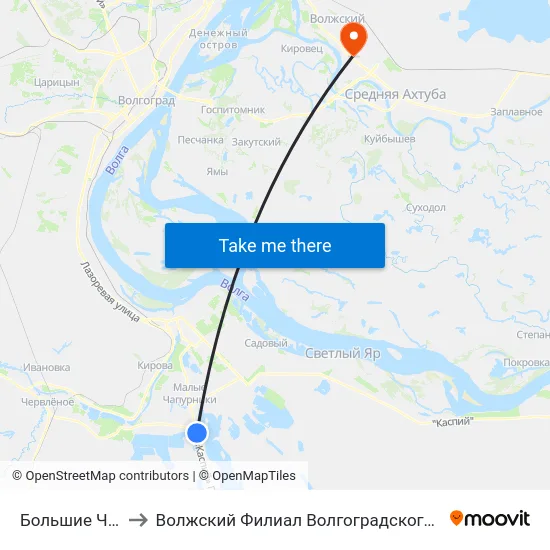 Большие Чапурники (А) to Волжский Филиал Волгоградского Государственного Университета map
