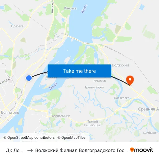 Дк Ленина (А) to Волжский Филиал Волгоградского Государственного Университета map