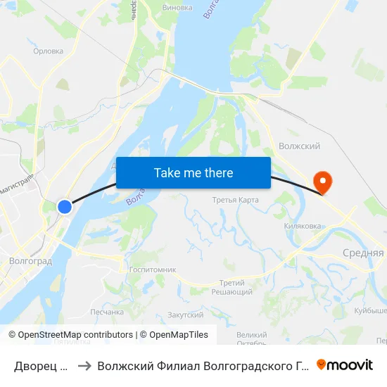 Дворец Спорта (Б) to Волжский Филиал Волгоградского Государственного Университета map