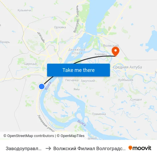 Заводоуправление Им.Петрова (Б) to Волжский Филиал Волгоградского Государственного Университета map