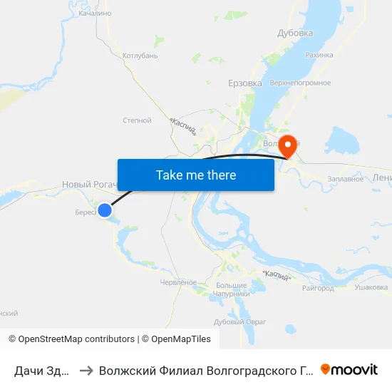 Дачи Здоровье (А) to Волжский Филиал Волгоградского Государственного Университета map
