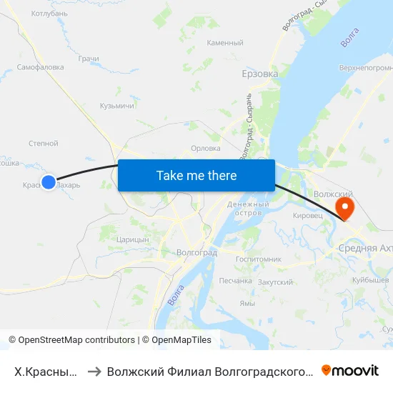 Х.Красный Пахарь (Б) to Волжский Филиал Волгоградского Государственного Университета map
