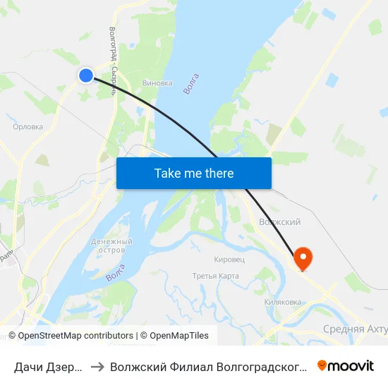Дачи Дзержинец Тр. (А) to Волжский Филиал Волгоградского Государственного Университета map